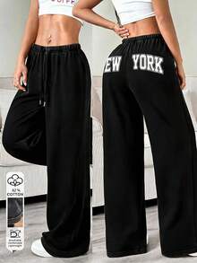 Tseoso Women's Casual Low-Waist Straight Sweatpants, Suitable For Summer, Washed Effect - Black - View 6