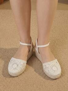 Styleloop Women's Shoes, Beige Woven Hemp Rope Straw Weave Heel Platform Sandals, Holiday Bohemian Wear - Beige - View 3