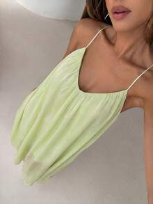 Aloruh Women's Solid Color Backless Spaghetti Strap Dress, Vacation - Green - View 6