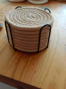 8 piezas de individuales para mesa, posavasos, individuales de mesa tejidos a mano de color marrón, individuales aislantes, posavasos, individuales para platos y ollas - Café ligero - Ver 10