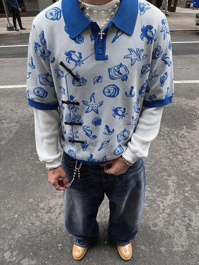 ROMWE MEN Street Life 男士撞色斜襟针织毛衣