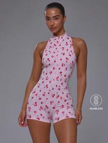 Musera Sport 無縫櫻桃印花露背運動連身褲 健身房運動服 女生版 皮拉提斯健身 日常休閒 Cherry On Top - 彩色 - 查看 1