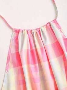 Sweetra Women's Backless Plaid Retro Cute Halter Top, Summer Vacation Hot Pink - Pink - View 6