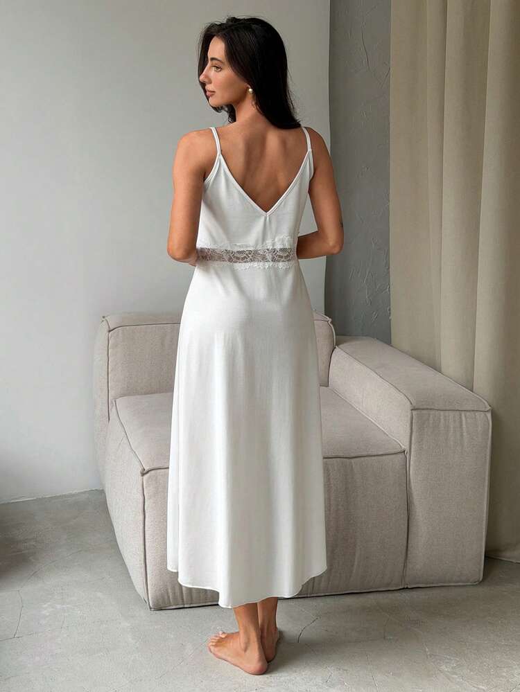 Women's Contrast Lace Elegant Camisole Nightgown