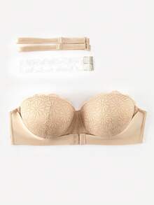 Bralution Sujetador cómodo y elegante bordado para mujer de talla grande - Albaricoque - Ver 7