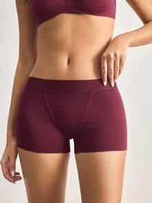 Ocili Cotton Logo Waistband Comfortable Women's Briefs - Burgundy - View 4
