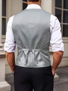 Manfinity Bizformal Men's Summer Business Commute Double-Breasted Lapel Vest - Green - View 2