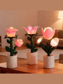 1PC Tulip Flower  Night Light,, Bedroom Decor, Living Room Decor, Home Decor, Wedding Decor, Holiday Decor, Birthday Gifts - Flower night light - View 1