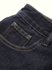 DAZY Loose A-Line Denim Washed Skirt Minimalist Tween Girls Denim Skirt - Dark Wash - View 6