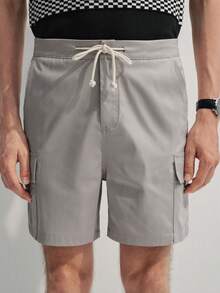Manfinity CityGents Quần short nam cạp chun có túi bên hông, dây rút - Xám - Xem 4
