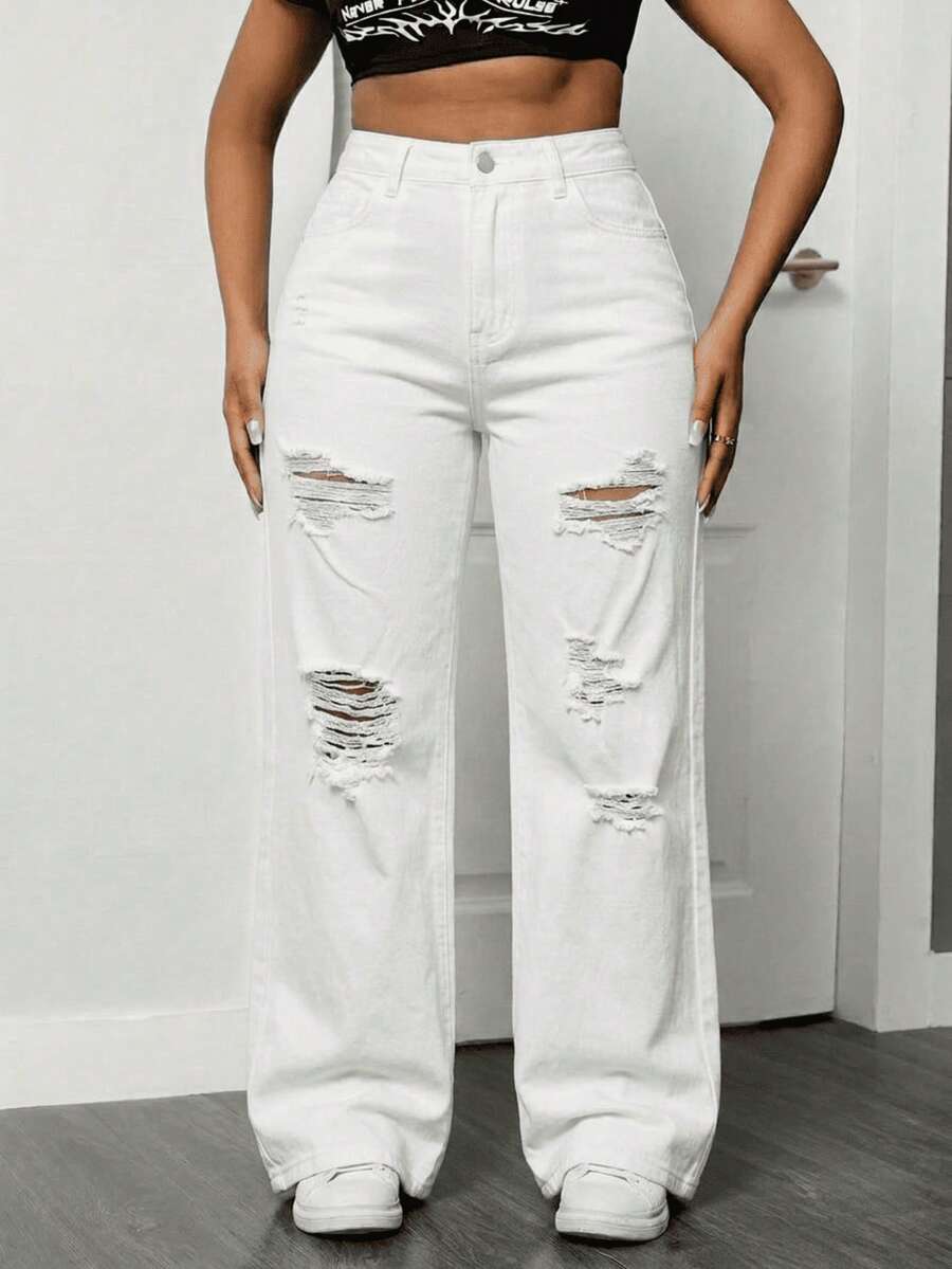 Jeans de mezclilla para mujer - Blanco - Ver 1