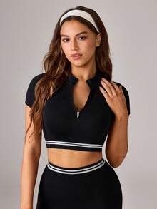 SHEIN Dewbera Áo Tees & Tanks  Thể thao Nữ - màu đen - Xem 3
