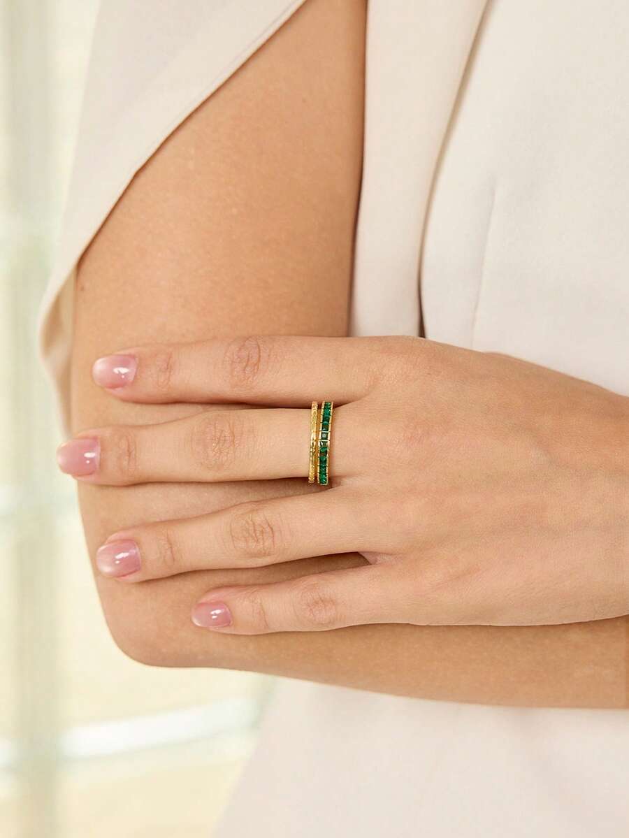 MOTF PREMIUM ANILLO BAÑADO EN ORO DE 18K - Verde - Ver 1