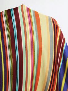 Rina Fox Vestido de tirantes con cuello en pico y espalda descubierta a rayas de colores - Multicolor - Ver 5
