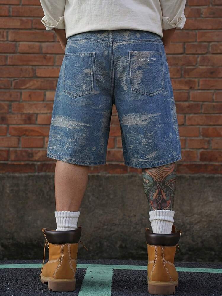 Men's Solid Blue Denim Shorts, Summer