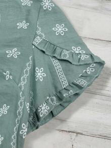 Blusa casual de verano de resort tejida para mujer - Verde 3 - Ver 5