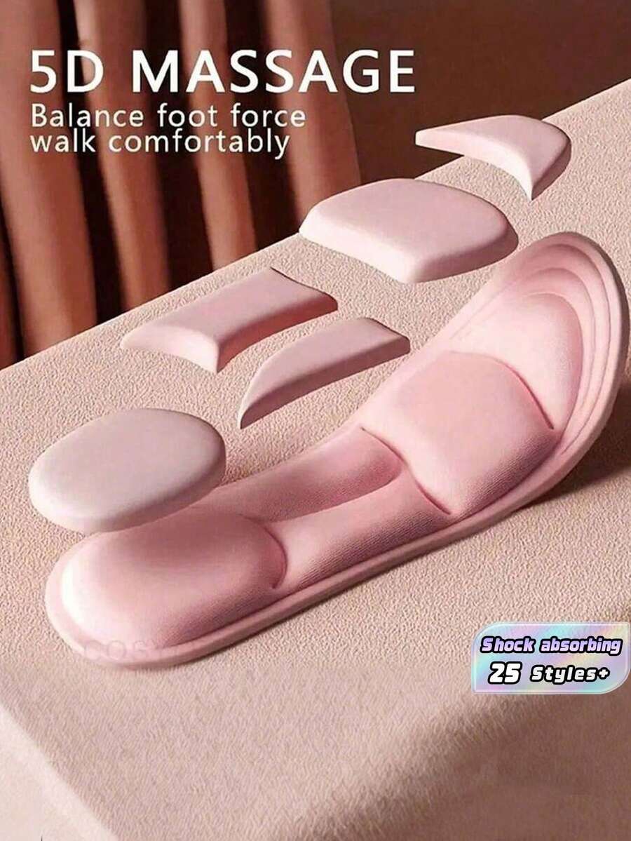 1SET 2PCS 5D Memory Foam Insoles - Super Comfortable Adjustable Breathable For Women Running Sports, Shock Absorbing Arch Support Odor Resistant Moisture Wicking - Multicolor - View 1