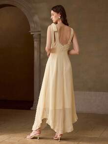 MOTF PREMIUM GAUN LIBURAN ELEGAN BERMOTIF RENDA UNTUK WANITA - Aprikot - View 5