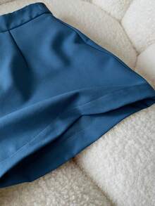 Franclia Women's Casual Solid Color Shorts, Summer - Blue - View 4