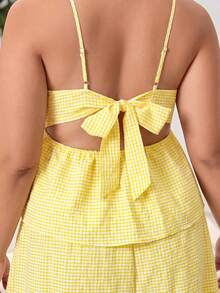 Solflare Yellow Plus Size Women's 2 Pieces Set, Spring/Summer - Yellow - View 4