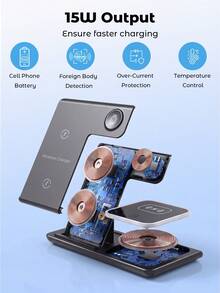 Teckwe 3-In-1 Wireless Charger,Input Voltage: 9V/2A, 9V/2.7A,Wireless Output: 5W-7.5W-10W-15W,Output Port: TYPE-C,Transmission Distance: 8mm Product Efficiency: 78% - Multicolor - View 4
