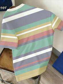 Manfinity Joysei Men's Casual Striped Print T-Shirt, Suitable For Summer Outings - Multicolor - View 2