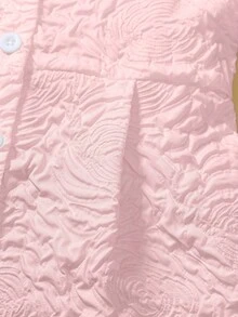 SHEIN Playful Pals 1件女嬰白色提花無袖洋裝，正面有一排白色鈕扣，肩部飾有兩朵3D白色玫瑰飾品，修身A字版型配方形肩帶，復古優雅，適合派對、慶典、節日以及春夏出遊與開學穿著 - 粉色 - 查看 8