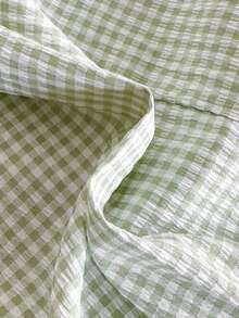 SHEIN Vintaside Kids 女嬰春夏季新款淡黃色洋裝，優雅日常穿著，花卉領口設計，可愛泡泡袖，寬鬆A字版型，親膚天然面料，適合細嫩嬰兒肌膚 - 綠色 - 查看 8