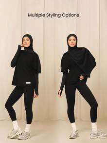 GLOWMODE Modest Own Your Moves Quick-Dry Multi-Purpose Sports Hijab Daily Casual Gym Training Wear - Black - View 4