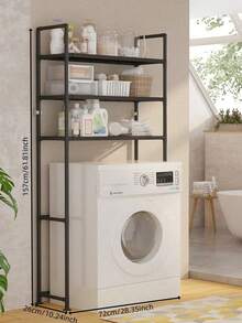 1PC 2-3 Tier Bathroom Storage Rack, Multifunctional Floor Standing Organizer For Toilet, Washing Machine, Sturdy Plastic Shelves, Hick Metal Tubes, Durable Bathroom Accessories Holder, Space Saving, Easy To Assemble, Practical Bathroom Organizer - Multicolor - View 6