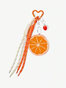 Viva Strut 1pc Fun Simulation Fruit Lemon Slice Pendant Versatile Simple Creative Keychain Bag Accessories Pendant - Orange - View 2