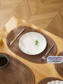 1 cái 2 cái 4 cái 6 cái 8 cái Tấm lót bàn hình bầu dục bằng đá diatomite màu cà phê sữa đơn giản, siêu thấm hút, nhanh khô, chống trượt, dùng cho bàn ăn nhà bếp, phòng tắm. - màu nâu - Xem 1