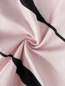 Franclia Blusa de cuello redondo de manga corta con rayas asimétricas para mujer, minimalista y versátil - Rosa - Ver 4
