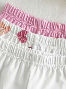 SHEIN 3 bộ đồ mùa hè dễ thương cho bé gái, áo hai dây camisole in hình trái tim hồng trắng & quần short, bộ quần áo đi biển nghỉ dưỡng thoáng khí cho trẻ sơ sinh và trẻ chập chững - Hồng - Xem 7