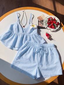 Comfortcana Women Two-Piece Outfits, Summer Outfits Vacation Blue And White Striped Cute - Blue and White - View 4