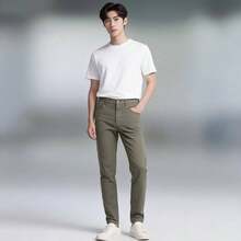 Pantalon Gabardina Para Hombre - Verde militar - Ver 1