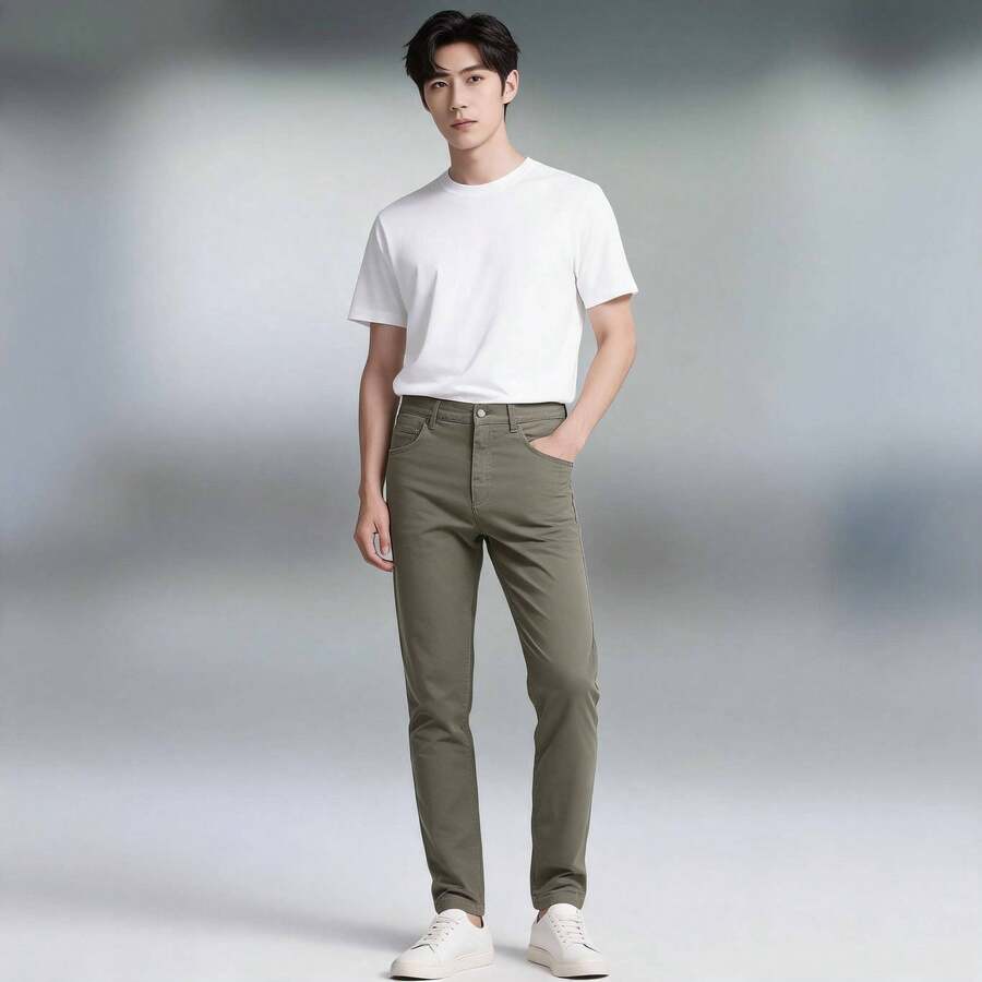 Pantalon Gabardina Para Hombre - Verde militar - Ver 1
