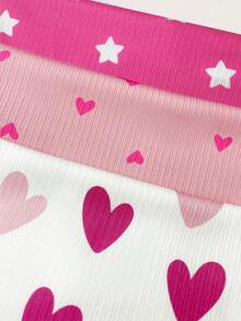 SHEIN 3pcs Baby Girl Knitted Star & Heart Pattern Ruffle Collar Casual Romper Set - Multicolor - View 7