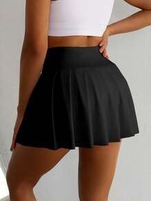 Sirith Tennis Skirt Golf Skorts High Waisted With Pockets Inner Shorts Wide Waistband For Athletic Skorts Sports Running Pickleball Athletic Skirt - Black - View 2