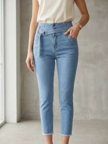 Jeans de mezclilla para mujer - Azul - Ver 2
