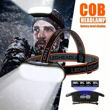 1 قطعة مصباح رأس LED COB قابل للشحن، مصباح رأس يدوي للصيد والتخييم، فانوس رأس LED، مصباح رأس مدمج البطارية للتخييم الليلي والصيد والعمل والصيد والركض - اسود - مشاهدة 3
