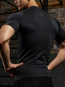 Gym Rark 男士字母印花短袖休閒健身運動T恤，健身房適用 - 黑色 - 查看 2