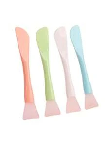 Soft Silicone Facial Mask Brush With Spatula Head 2 In 1 DIY Mud Mask Applicator Tool For Skincare Beauty Routine Home Spa Face Care Makeup Tool Washable Reusable Beauty Accessory - Multicolor - View 9