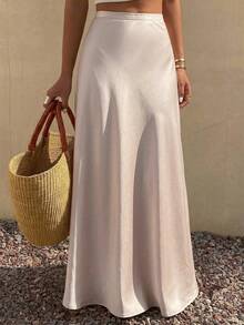 DAZY Women's Solid Color Simple Casual Daily Wear Skirt Summer - Apricot - View 1