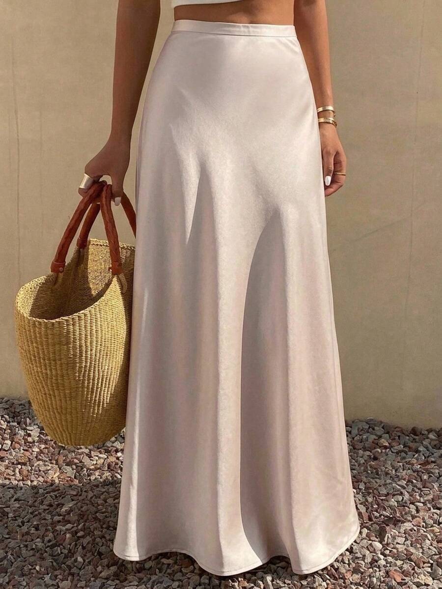 DAZY Women's Solid Color Simple Casual Daily Wear Skirt Summer - Apricot - View 1