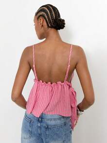 Maija Women's Striped Frill Trim Camisole,Going Out Outfits, Holiday Outfits ,Going Out Outfits - Red - View 5
