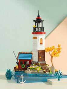 MINKOJA 1420-1566 Pcs, Lighthouse Street Scene Building Blocks Set, Challenging Building Blocks, Decorative Building Blocks Set, Creative 3D Building Scene Module, Fashionable Tabletop Decoration, Suitable As Birthday/Halloween/Christmas/Valentine's Day/Holiday Gifts, Home Decoration Accessories, Collectibles - Multicolor - View 8