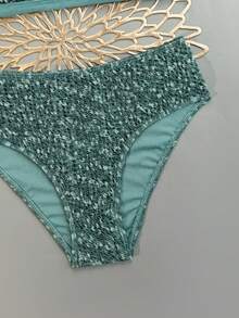 Costavie 2026 Spring/Summer Green Textured Thick Strap Adjustable High Waist U-Shape Decor Bikini Two Pieces Swimwear, Elastic Fabric For Vacation - Army Green - View 4
