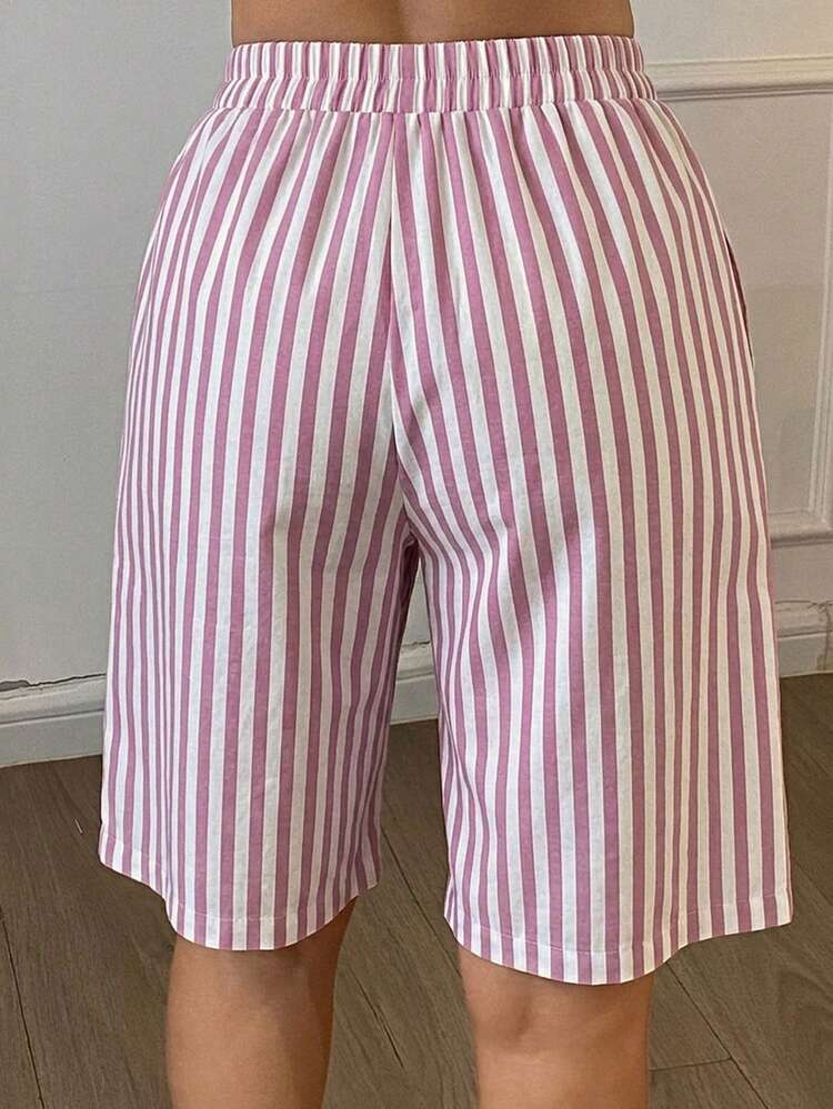 Women's Striped Loose Shorts Pajama Bottom, Summer