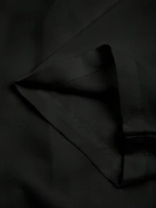 PAVTROS Camisa de manga corta de solapa única con estampado de letras para hombres - Negro - Ver 7